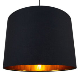 Happy Homewares Modern Jet Black Cotton 16 Floor/pendant Lamp Shade With Shiny Golden Inner - thumbnail 2