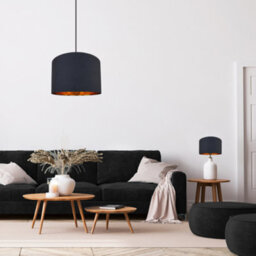 Happy Homewares Modern Jet Black Cotton 16 Floor/pendant Lamp Shade With Shiny Golden Inner - thumbnail 6