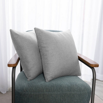 Deconovo Faux Linen Texture Cushion Covers For Garden Furniture With Invisible Zipper, 24X24 Inch, 2 Pack, Neutral Grey - image 1