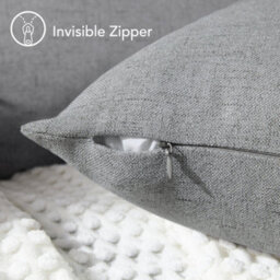 Deconovo Faux Linen Texture Cushion Covers For Garden Furniture With Invisible Zipper, 24X24 Inch, 2 Pack, Neutral Grey - thumbnail 4