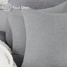 Deconovo Faux Linen Texture Cushion Covers For Garden Furniture With Invisible Zipper, 24X24 Inch, 2 Pack, Neutral Grey - thumbnail 5