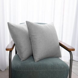 Deconovo Faux Linen Texture Cushion Covers For Garden Furniture With Invisible Zipper, 24X24 Inch, 2 Pack, Neutral Grey - thumbnail 1