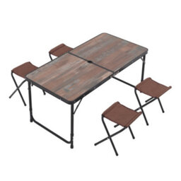 Breeins Dark Brown 5-Piece Foldable Table 4 Seaters Outdoor Camping Picnic Set Garden Bistro Set Dining Room Set - thumbnail 3