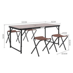 Breeins Dark Brown 5-Piece Foldable Table 4 Seaters Outdoor Camping Picnic Set Garden Bistro Set Dining Room Set - thumbnail 6