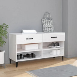 Walplus Shoe Cabinet High Gloss White 102X35X55 Cm Engineered Wood