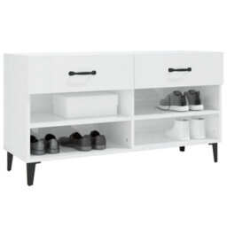 Walplus Shoe Cabinet High Gloss White 102X35X55 Cm Engineered Wood - thumbnail 4