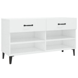 Walplus Shoe Cabinet High Gloss White 102X35X55 Cm Engineered Wood - thumbnail 2