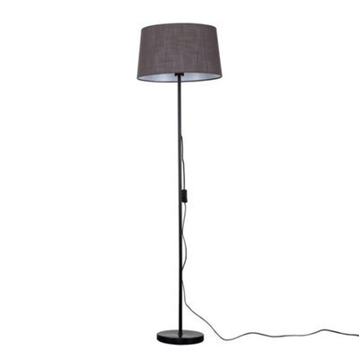 Valuelights Charles Black Floor Lamp With Grey Linen Shade - image 1