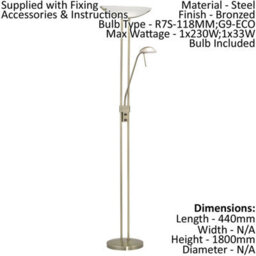 Elegant Floor Lamp With Bronzed Finish And Satin Glass Shade - thumbnail 2
