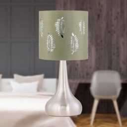 First Choice Lighting Romana - Brushed Chrome Touch Table Lamp With Sage Green Fern Shade - thumbnail 3