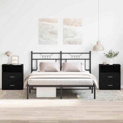 Berkfield Nightstands Set Of 2 Black Oak 50X32X60Cm Made Of Engineered Wood - image 1