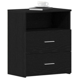 Berkfield Nightstands Set Of 2 Black Oak 50X32X60Cm Made Of Engineered Wood - thumbnail 3