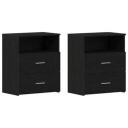 Berkfield Nightstands Set Of 2 Black Oak 50X32X60Cm Made Of Engineered Wood - thumbnail 6
