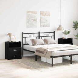 Berkfield Nightstands Set Of 2 Black Oak 50X32X60Cm Made Of Engineered Wood - thumbnail 4