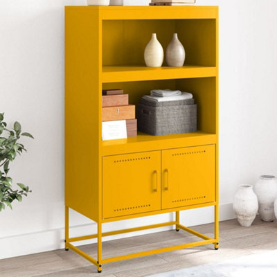 Berkfield Highboard Mustard Yellow 68.5X38.5X123.5 Cm Steel - image 1