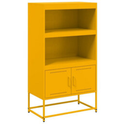 Berkfield Highboard Mustard Yellow 68.5X38.5X123.5 Cm Steel - thumbnail 2
