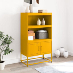 Berkfield Highboard Mustard Yellow 68.5X38.5X123.5 Cm Steel - thumbnail 3