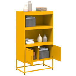 Berkfield Highboard Mustard Yellow 68.5X38.5X123.5 Cm Steel - thumbnail 5