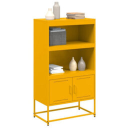 Berkfield Highboard Mustard Yellow 68.5X38.5X123.5 Cm Steel - thumbnail 4