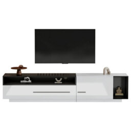 Btm White High Gloss Tv Stand For 60 To 70 Inch Tvs With Door And Drawer Storage Entertainment Center - thumbnail 5