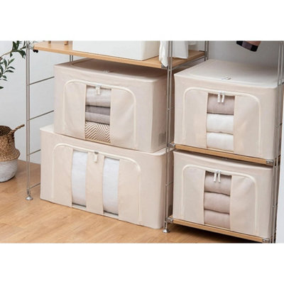 10 Boxes Clothes Storage Box Dual Zip Wardrobe Organizer- Steel Frame Closet Boxes - image 1