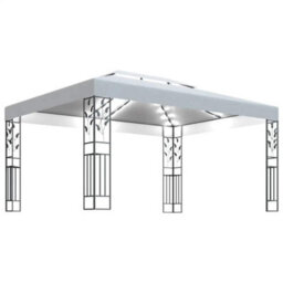 Berkfield Durable Gazebo With Double Roof&led String Lights 3X4 M White