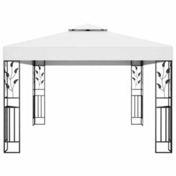 Berkfield Durable Gazebo With Double Roof&led String Lights 3X4 M White - thumbnail 5