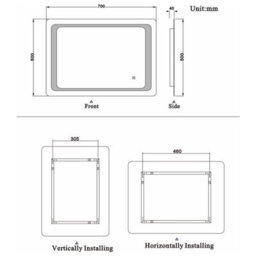 Probaty Bathrooms Led Mirror Dimmable Illuminated 700X500mm With Anti-Fog,touch Switch Backlit Wall Mounted Vanity Mirror - thumbnail 9