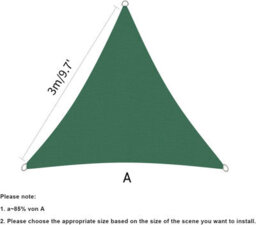 Green 3X3X3M Triangular Shade Sail 95% Uv Protection - thumbnail 2