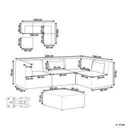 Beliani Modular Corner Sofa 4 Seater Lemvig Corduroy Sand Beige With Ottoman Left Hand - thumbnail 3