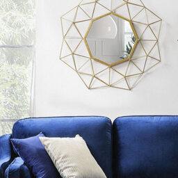 Beliani Sun Star Gold Wall Mirror 69 X 80 Cm - Dimensional Art Deco Geometric Frame - thumbnail 1
