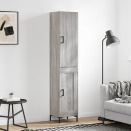 Berkfield Highboard Grey Sonoma 34.5X34X180 Cm Engineered Wood - thumbnail 1