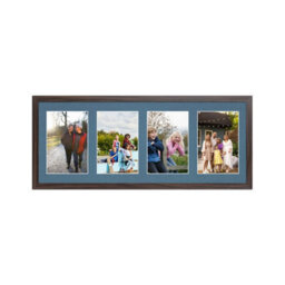 AK Frames 50X20Cm Walnut Sleek Multi Photo Frame With Pompadour Mount - Holds 4 Apertures (4X) 6X4 Photos - thumbnail 1