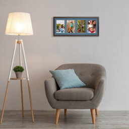 AK Frames 50X20Cm Walnut Sleek Multi Photo Frame With Pompadour Mount - Holds 4 Apertures (4X) 6X4 Photos - thumbnail 3