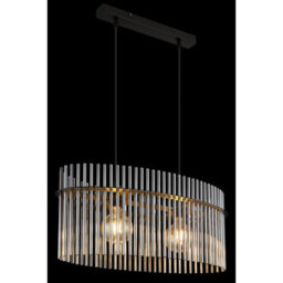 Luminosa Lighting Luminosa Gorley Pendant Ceiling Light Matt Black Smoke Glass Shade 2X E27 - thumbnail 5