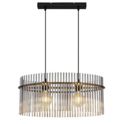 Luminosa Lighting Luminosa Gorley Pendant Ceiling Light Matt Black Smoke Glass Shade 2X E27 - thumbnail 3