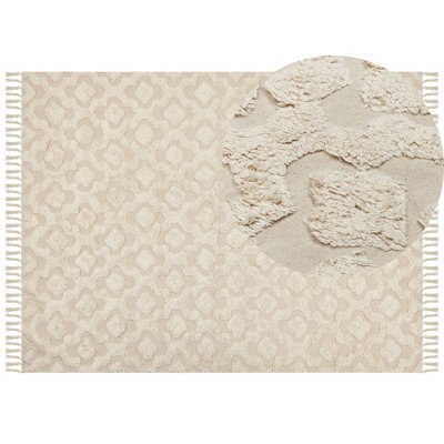 Beliani Rug Aksaray Beige 160 X 230 Cm Cotton - image 1
