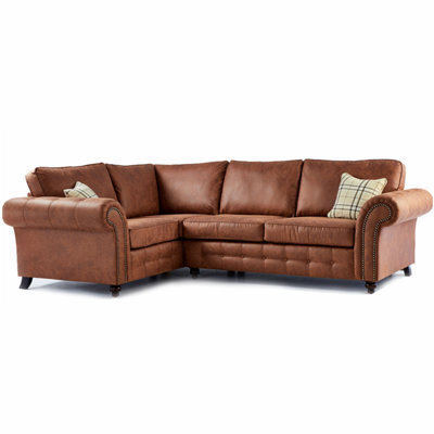 Furnishings For Less UK Oakland Tan Chesterfield 4 Seater L Shape Large Corner Sofa - image 1