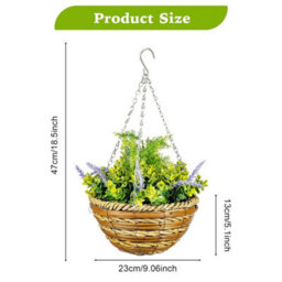 Set Of 2 Artificial Plants, Faux Silk Lavender Flowers In Hanging Basket  - Pink - thumbnail 2