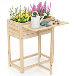 Foldable Side Table Garden Bed With Drainage For Herbs Flowers - thumbnail 1