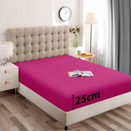 Ameha Plain Fitted Sheet 25Cm Deep Pocket- Breathable Wrinkle Resistant Microfiber Bed Sheet Easy Care Pink King (152X200Cm) - thumbnail 7