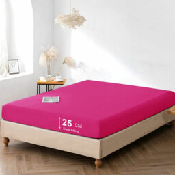 Ameha Plain Fitted Sheet 25Cm Deep Pocket- Breathable Wrinkle Resistant Microfiber Bed Sheet Easy Care Pink King (152X200Cm) - thumbnail 5