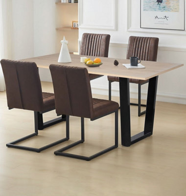 Hallowood Furniture Dudley 1.5M Dining Table Set With 4 Deluxe Leather Effect Chairs - image 1