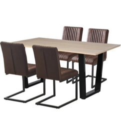 Hallowood Furniture Dudley 1.5M Dining Table Set With 4 Deluxe Leather Effect Chairs - thumbnail 8