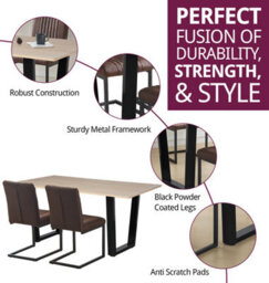 Hallowood Furniture Dudley 1.5M Dining Table Set With 4 Deluxe Leather Effect Chairs - thumbnail 2