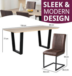 Hallowood Furniture Dudley 1.5M Dining Table Set With 4 Deluxe Leather Effect Chairs - thumbnail 3