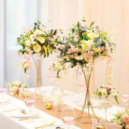 2Pcs Gold Iron Flower Vases  Wedding Or Home Decor Table Centerpieces