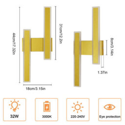 Pheashine Elegant Rectangle Wall Light 3000K Warm 32W For Living Room Bedroom Corridor - thumbnail 3