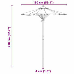 Walplus Garden Parasol Dark Grey 150 X 150 X 210 Cm Bamboo - thumbnail 7