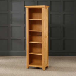 The Furniture Market Cheshire Oak Tall Narrow Alcove Bookcase With 4 Adjustable Shelves - thumbnail 3